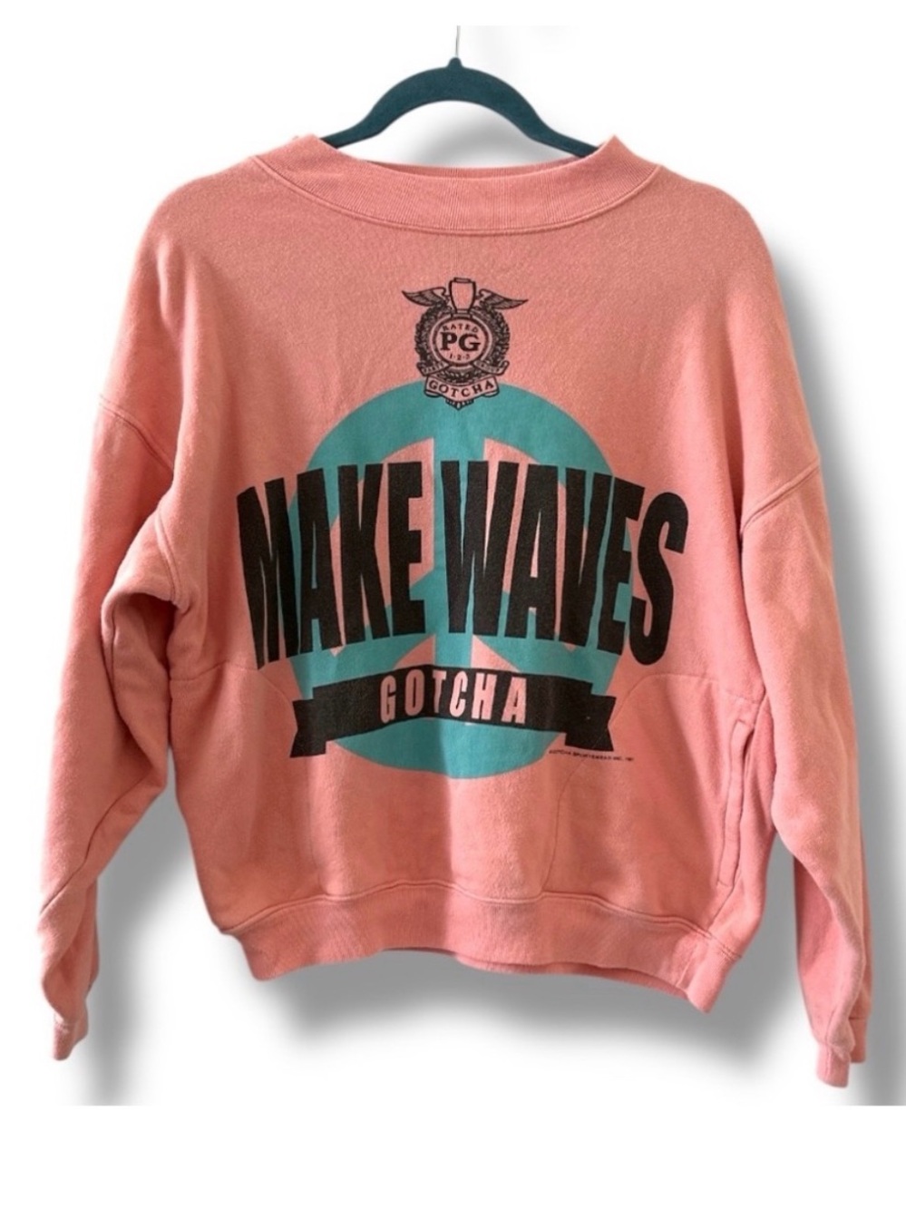 Vintage 80s Gotcha Pink Make Waves Crewneck Sweatshirt Women’s Size XS Sporty